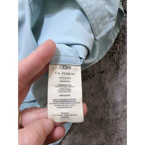 CC Filson Company Short Sleeve Button Up Shirt Men's Size Small Light Green - Picture 6 of 13